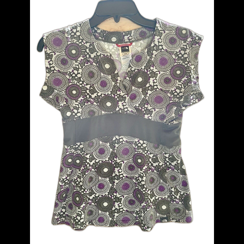 The North Face Shirt Women’s Size XS Purple White Brown Geometric Print